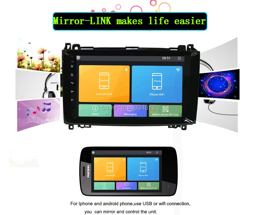 Sale Funrover 2 din car dvd radio gps multimedia player For Mercedes Benz Sprinter B200 W209 W169 W169 B-class W245 B170 Vito W639 5