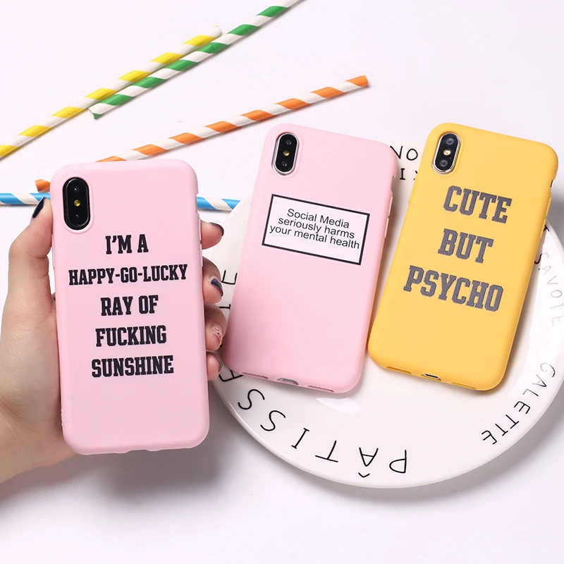 

Happy Lucky Sunshine Tropical Funny Quote Cute Soft Silicone Candy Case Coque For iPhone 11 Pro 6 6S 5 8 8Plus X XS Max 7 7Plus