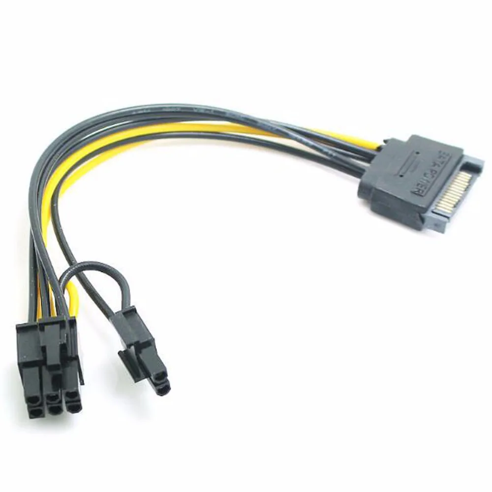 10 шт./лот SATA 15pin к 8Pin видеокарта шнур питания 6PIN+ 2PIN Кабель-адаптер