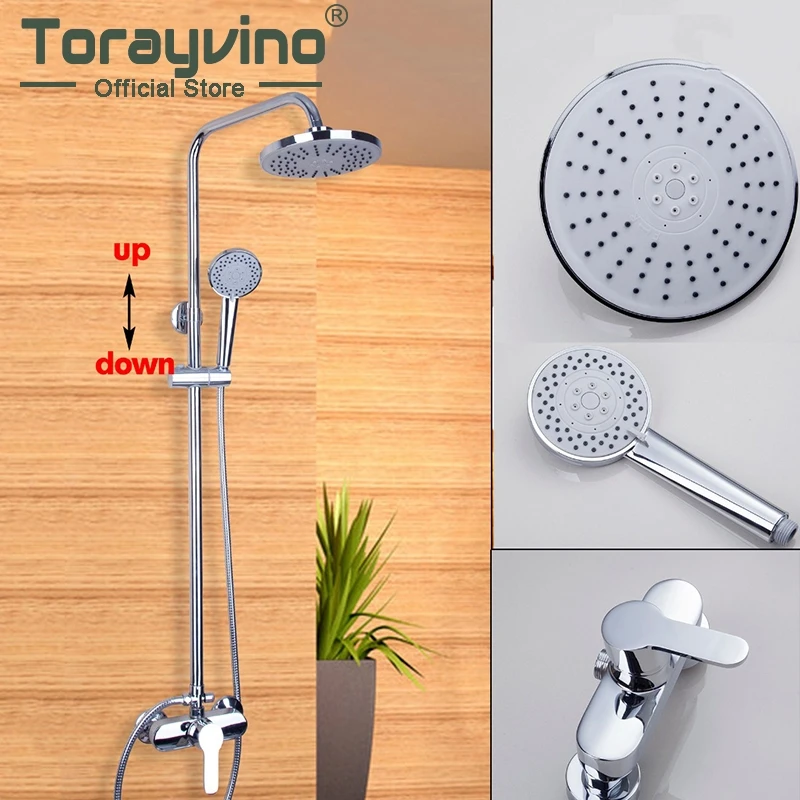 

Torayvino Bath&Shower Faucet Mixer Tap. Round Head Shower And Hand shower. Wall Mounted Shower Set.