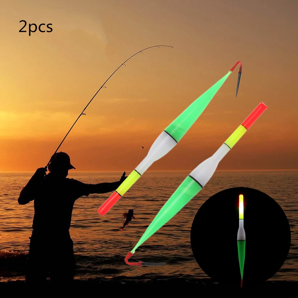 

2 PCs New Fishing Night Float LED Electric Float Light + Battery Deep Water Float Fishing Bobber Fishing Gear with Electrons