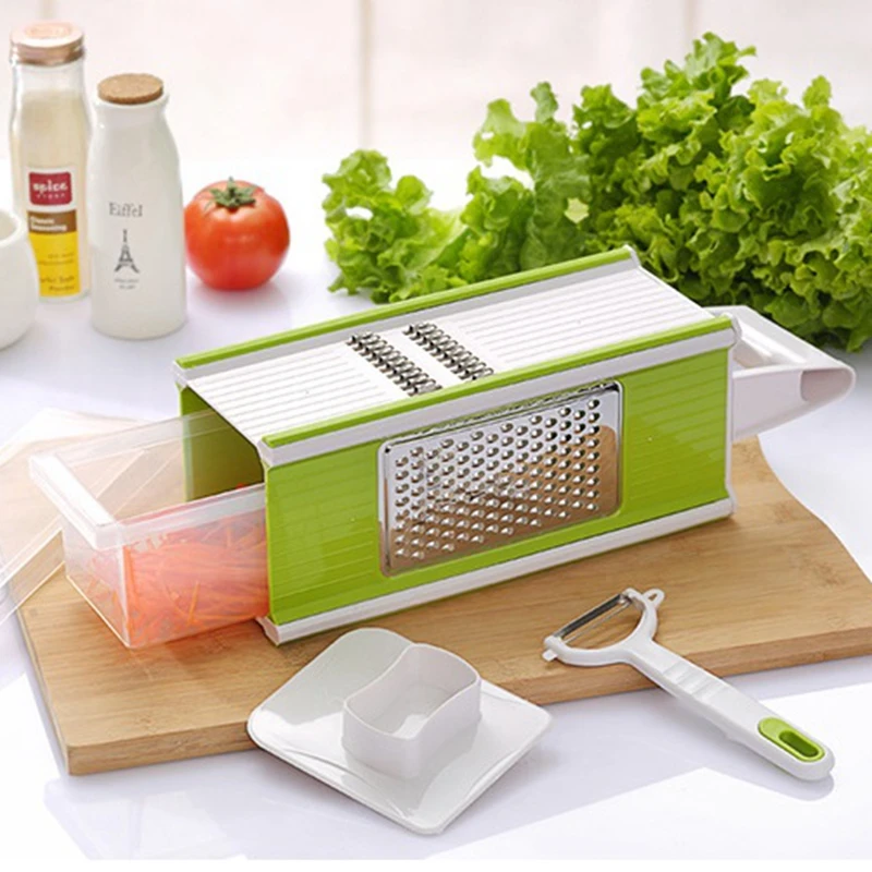 

4 Side Multifunctional Mandoline Slicer Vegetable Fruit Cutter Shredders Apple Potato Onion Peeler Chipper Grater Kitchen Gadget