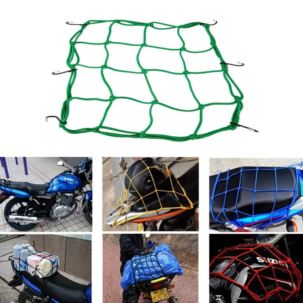 1 X Bike Motorcycle 6 Hooks Cargo Net Tank Luggage Bungee Bag Helmet Mesh Storage Carrier Bag