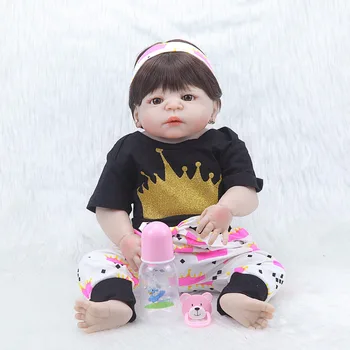 

NEW Arrival Girl Doll Reborn 22" Full Silicone Vinyl Body Children Play House Toys Bebe Gift Boneca Reborn Toys For Children