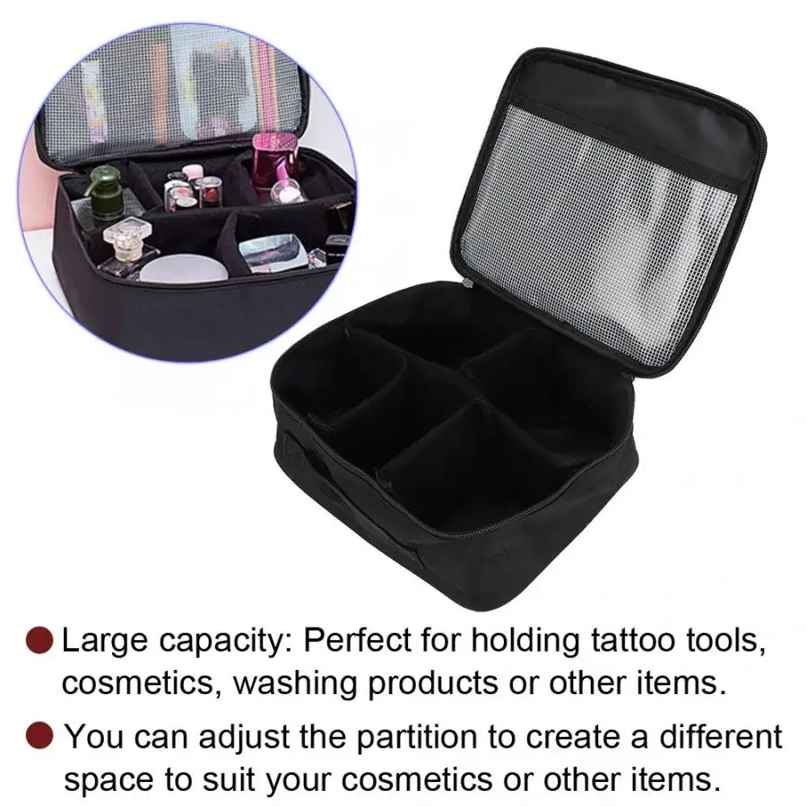 Portable Multiple Dividers Cosmetic Bag Portable Tattoo Tools Storage Bag Makeup Tool Kits Organizer Bag