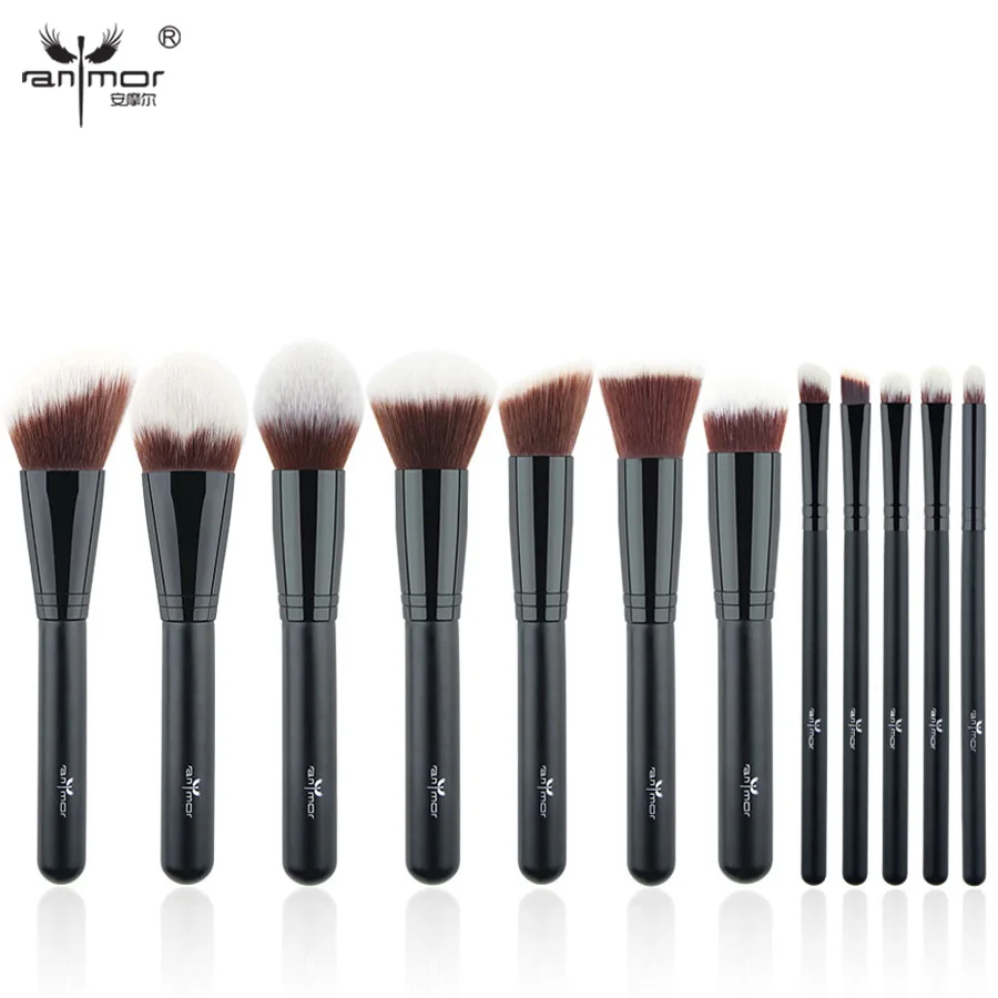Anmor 12 шт. макияж расчёски для волос набор Professional красота Make up кисточки