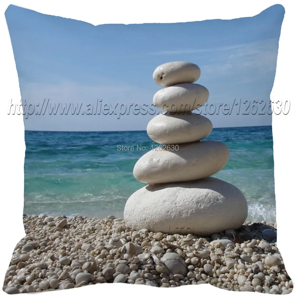 

Zen bule beach and Pile of stones print luxury Car Decorative Throw Pillowcase Pillow cases Cushion Covers Sofa Chair Home Decor