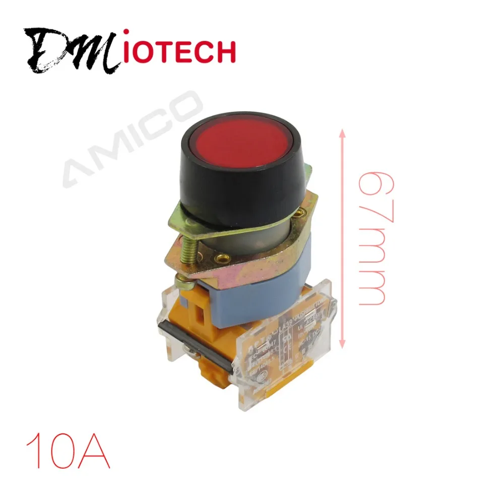 

DPST Self Locking Red Button 4mm Mount Thread Pushbutton Switch AC 660V 10A
