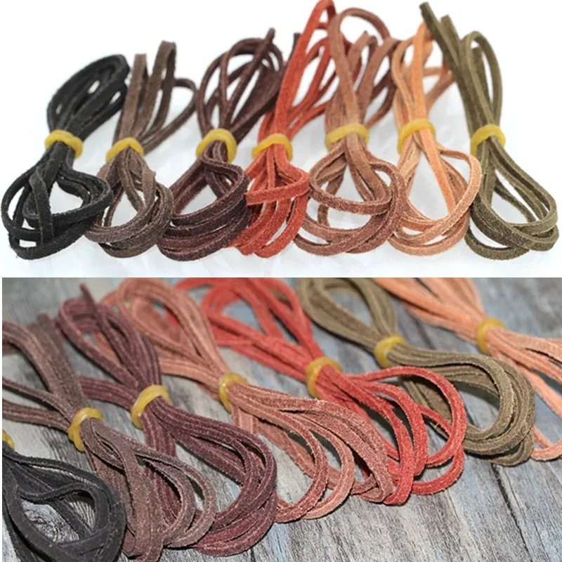 

1 Meter 3mm Genuine Flat Suede Cow Leather Cord Rope Thread Braiding String for Jewelry Making Craft for DIY Bracelet Necklace