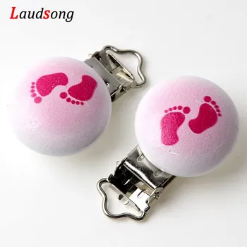 

Girl Pink Series 5pcs Metal Wood Pacifier Clips For Baby Infant Soother Clasps Teethers Holders Accessories