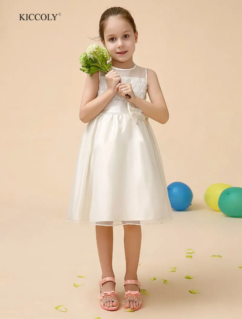 

Girl Lace Princess Dress with Flower Bow Flower Girl Petals Dress Pageant Wedding Bridal Dress girls dresses for Child clothes