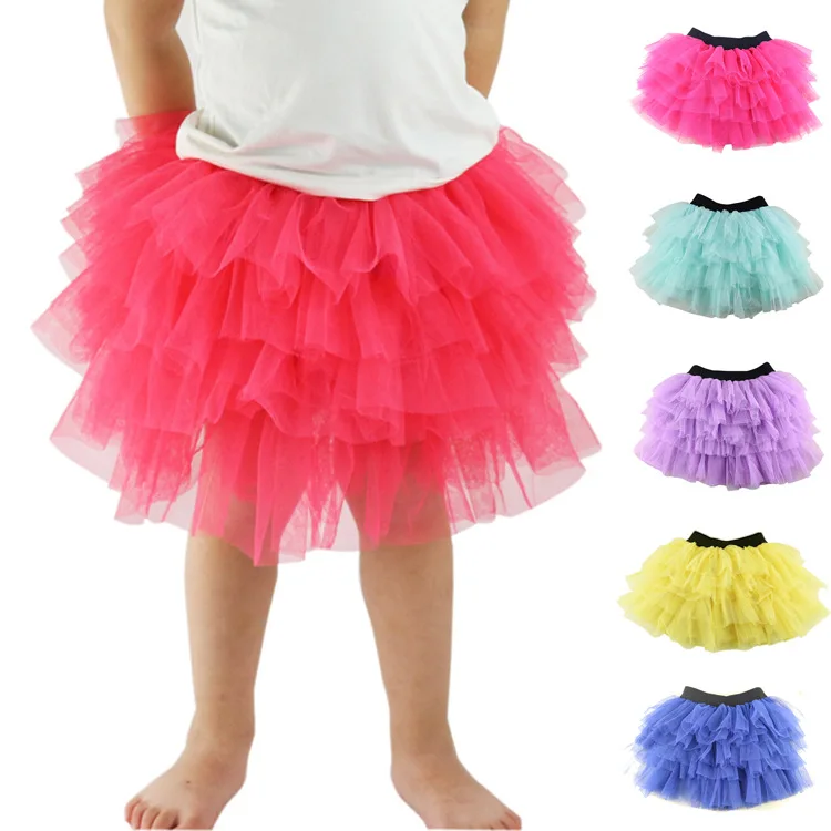 Детские пышные шифоновые мини-юбки-пачки для девочек детские тюлевые юбки-пачки для танцев на сцене для детей 3-8 лет, много цветов, розовый цвет
