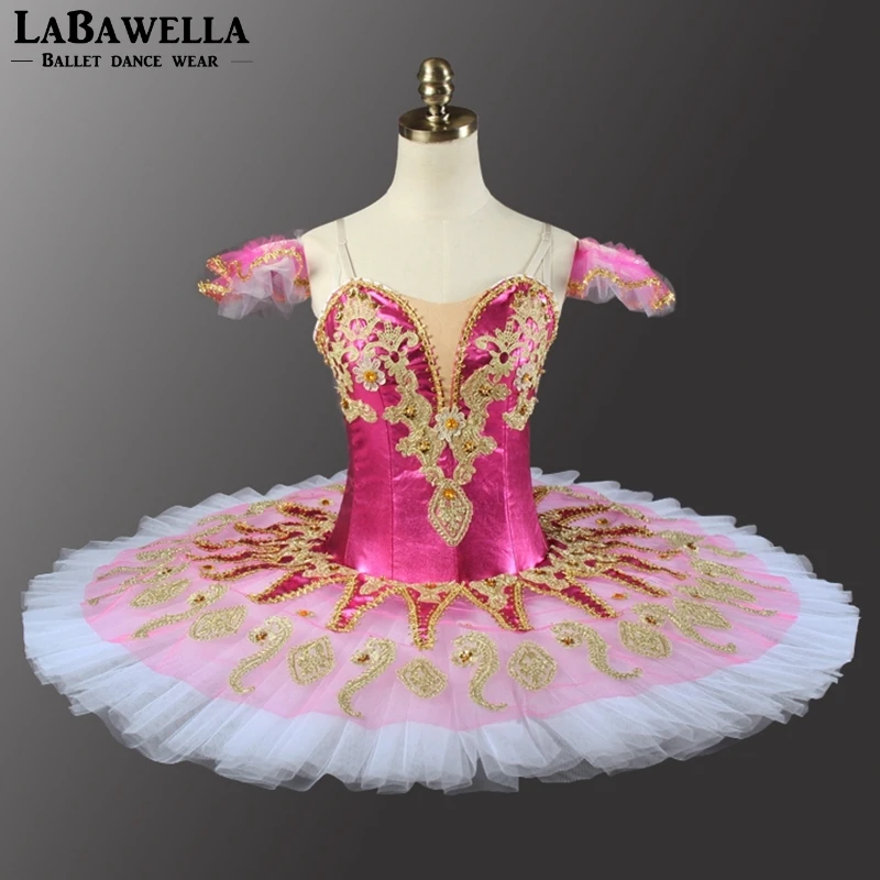 Child Professional Ballet Tutu Classical Adult Women Paquita Dark Pink Competitons Stage Costumes Tutu For Girls BT9134G