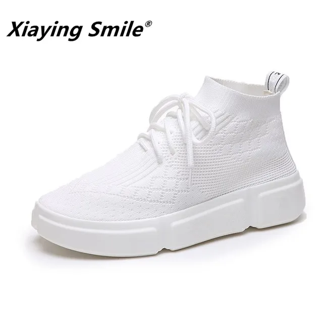 Xiaying Smile/женские ботильоны; Новинка; Модная стильная повседневная обувь; Женская обувь в Корейском стиле; нескользящая подошва; дышащие эластичные носки