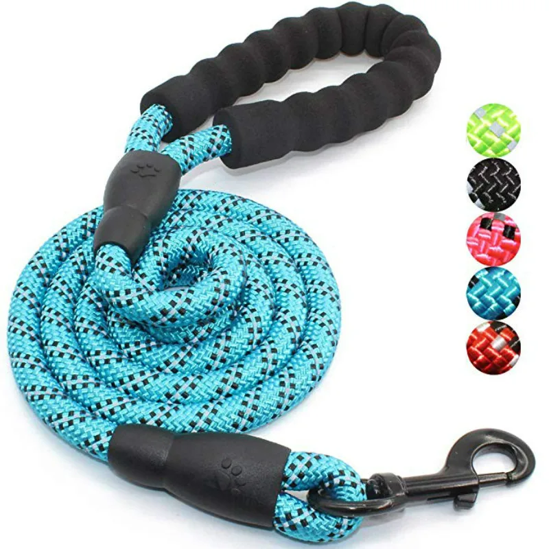 

5 FT Strong Dog Leash with Comfortable Padded Handle and Highly Reflective Threads Dog Leashes Running for Medium and Large Dogs