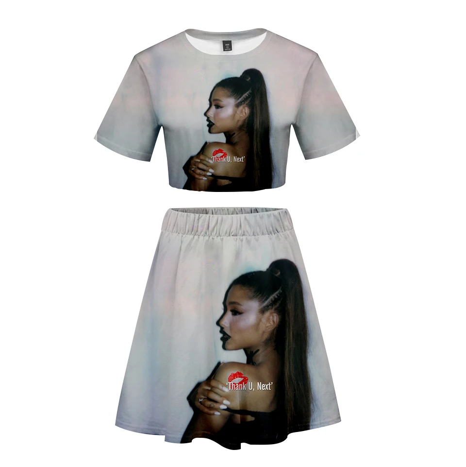 

New album Kawaii 3D summer Ariana Grande Print Two Piece sets Women sexy Clothes 2019 Hot Sale Casual Harajuku Plus Size XXL