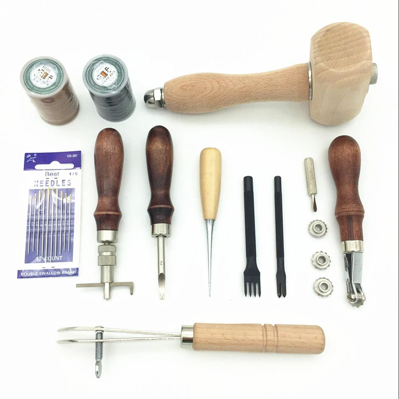 

G1 11pcs/set Leather Tool Set DIY Hand Tools Hand Stitching Sewing Cutting edge processing Punch