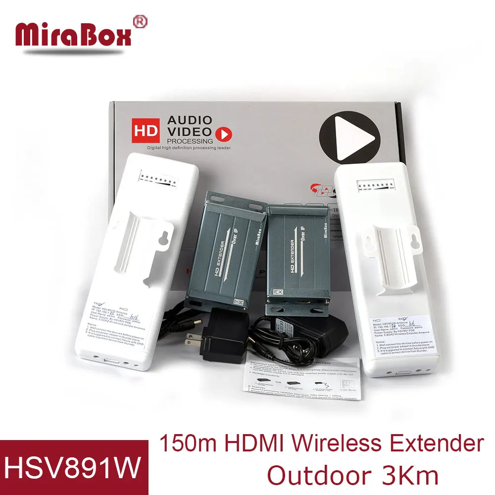 

1080p Wireless HDMI Extender With IR POE Function Support Full HD High Definition Maximum 20KM No Latency HDMI TX RX