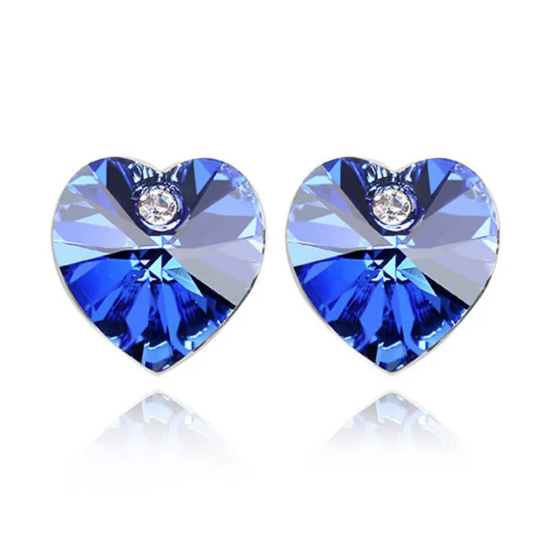 

10 Color Hot Sale Heart Earring For Girl Crystal Stud Earrings Geometric Rhinestone Minimalist Women Jewelry Anti-allergy X7-M2