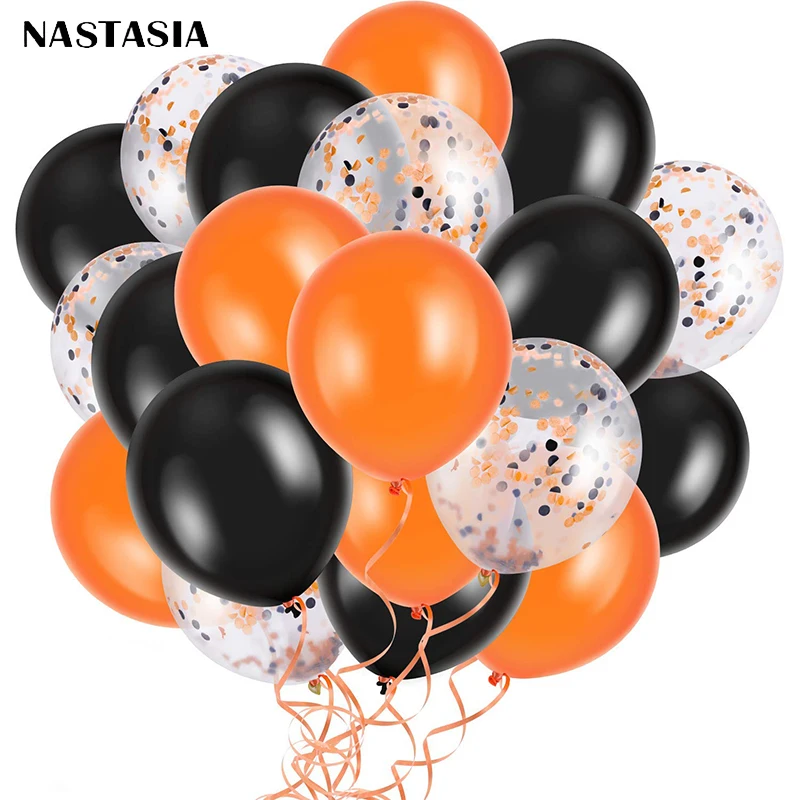 Воздушный шар для Хэллоуина NASTASIA 12 дюймов 15 шт./лот оранжевый черный с конфетти