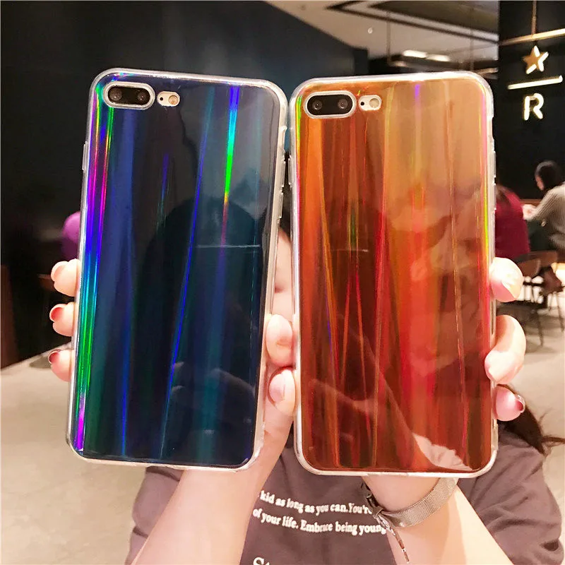 

Luxury Cool Laser Shining Phone Cases For iPhone X Case for iphone 7 Plus 6 6S 8 Plus 5S SE Soft TPU Protective Back Cover
