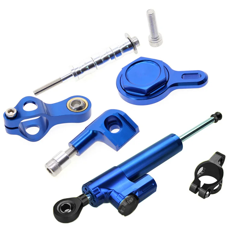FXCNC Motorcycle Steering Stabilizer Damper with Mounting Brackets