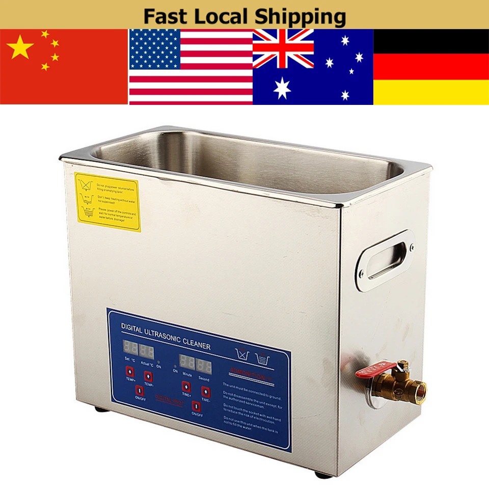 

6L Digital Ultrasonic Cleaner Bath Tank w/ Timer Cleaning Machine Stainless Steel 6L Digital Ultrasonic Cleaner Liter