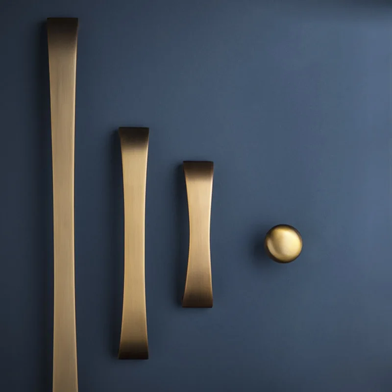 

Yellow Bronze Zinc Alloy Knob and Handle Nordic Style Cupboard Cabinet Handles Drawer Pull Minimalist Furniture Hardware