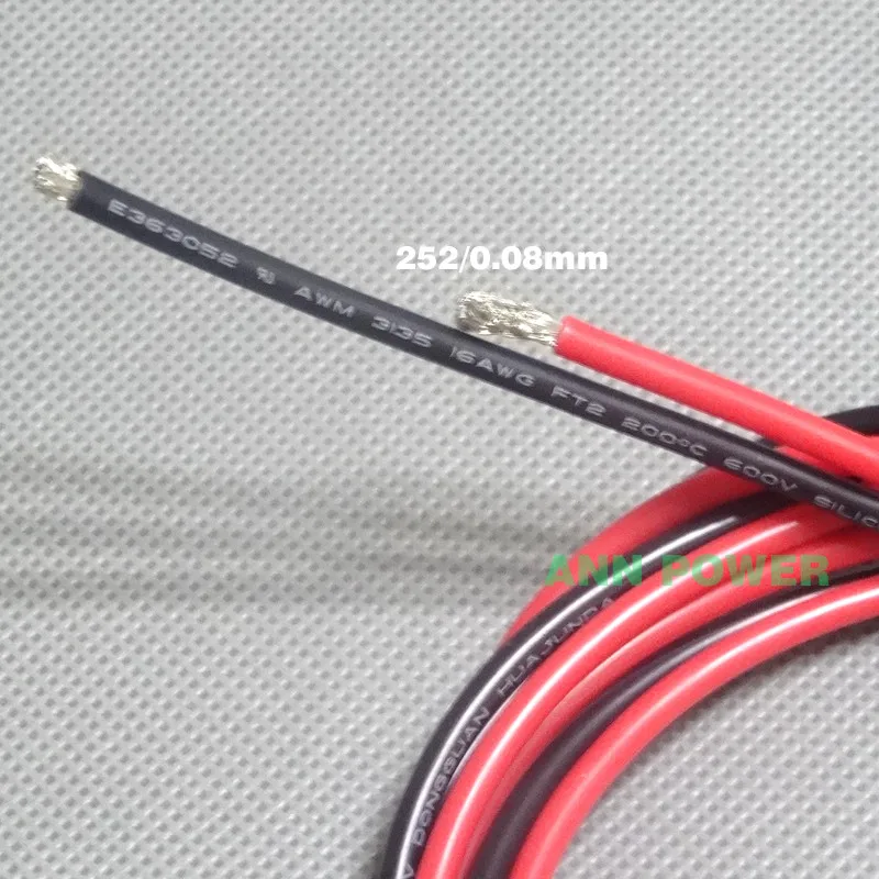16AWG силиконовый провод 16 AWG 16# Силикагель провода Проводник 252/0. 08 AWG16 высокая температура луженая медь кабель