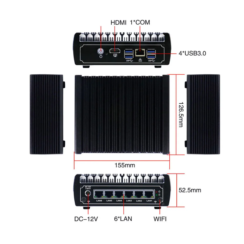Оптовая продажа мини ПК Pfsense для Intel Celeron 3855u двухъядерный 6 гигабит Lan Dhcp сервер
