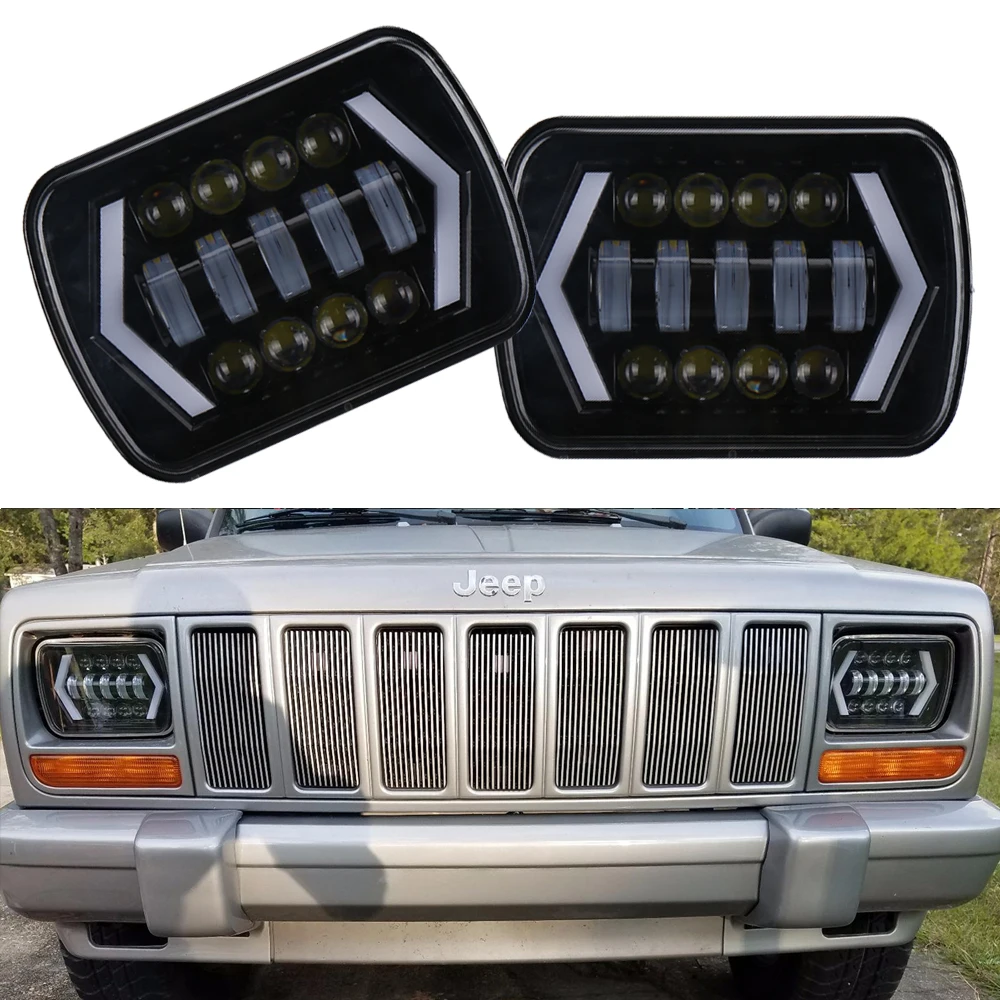 2 шт. 55 Вт 7x6 'ɵX7&quot светодиодные фары Halo DRL для 86-95 Jeep Wrangler YJ 84-01 Cherokee XJ
