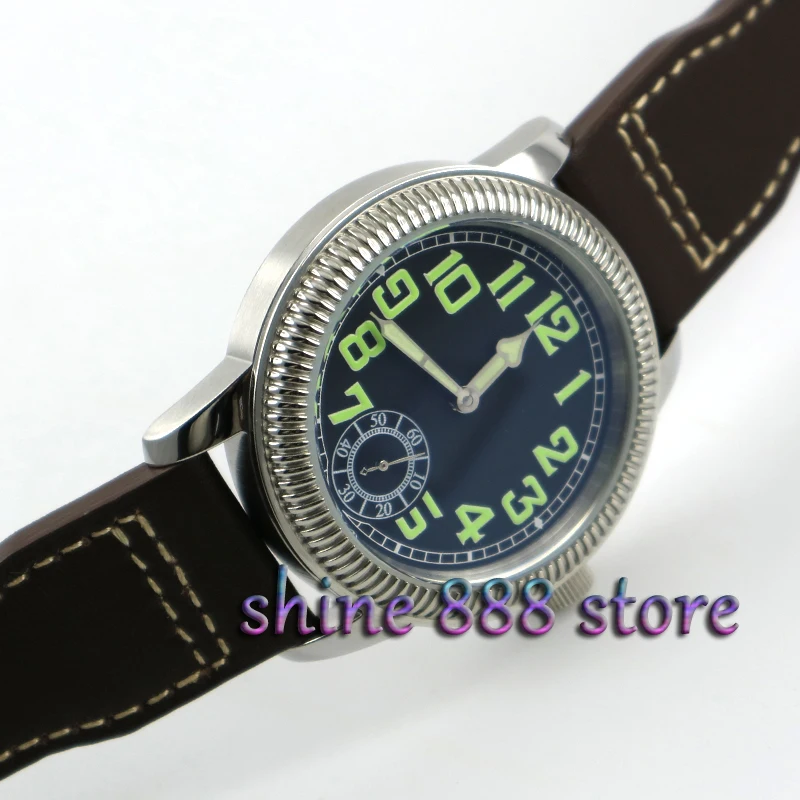 

44mm PARNIS 6498 Mechanical Hand Wind men's watch Mechanical Wristwatches