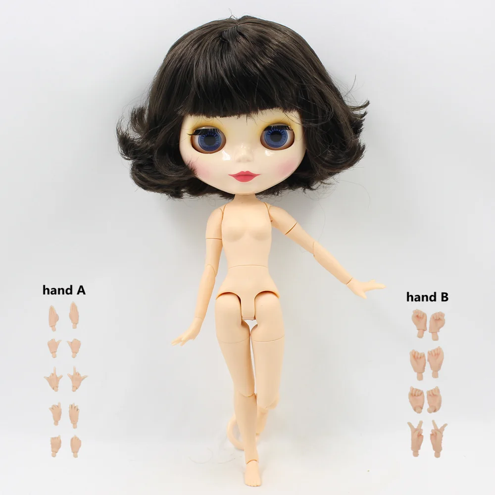 Blyth кукла Обнаженная черная короткая волосы с соединением тела blyth bjd куклы подходит DIY Мода куклы игрушки - Цвет: Nude doll gestrue AB