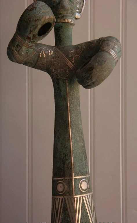 Коллекционные бронзовый S2316 Китай Древний Бронзовый Позолоченного Серебра Саньсиндуй Люди Рисунок Статуя Скульптура