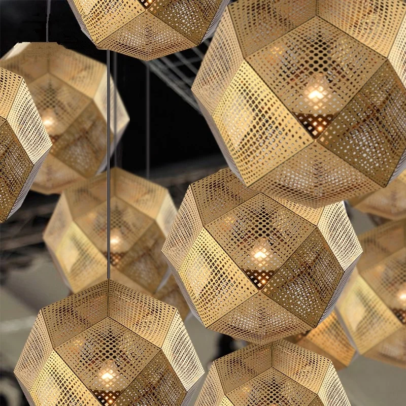 

Simple Iron Art Multi-sided Ball Pendant Light Creative Metal Modern Light Fixtures Restaurant Dining Room Cafe Bar Pendant Lamp