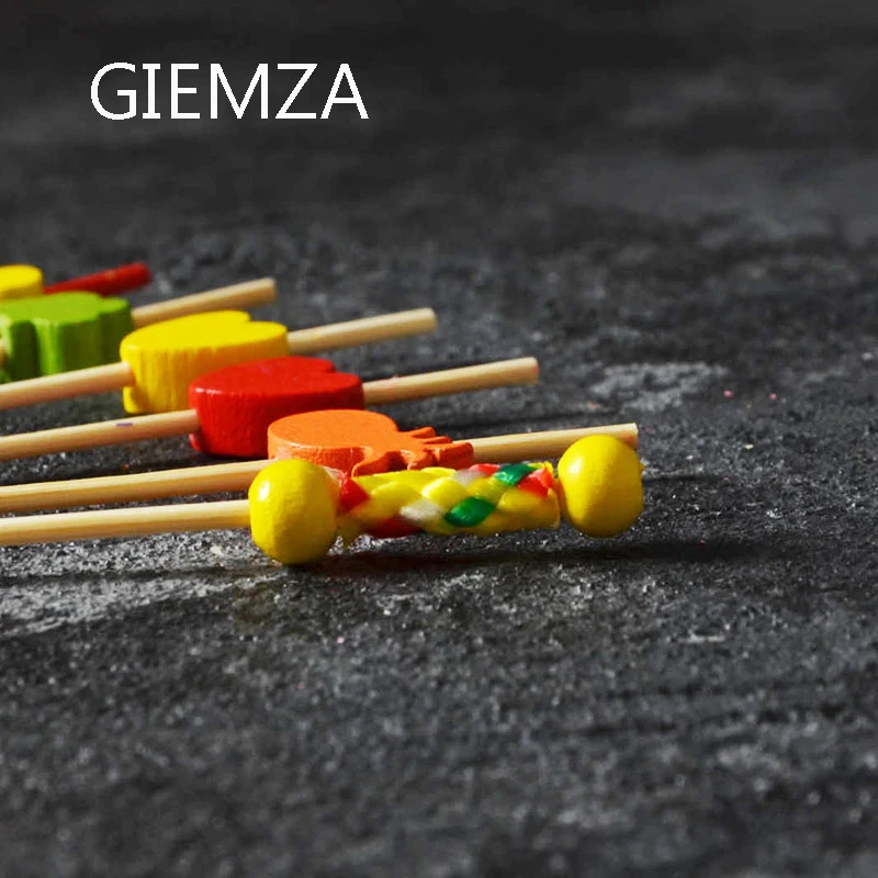 GIEMZA 100 шт одноразовая палочка цвет натуральная бамбуковая палочка фруктовый знак зубочистка оформление коктейлей знак вилка для фруктов и десертов инструмент