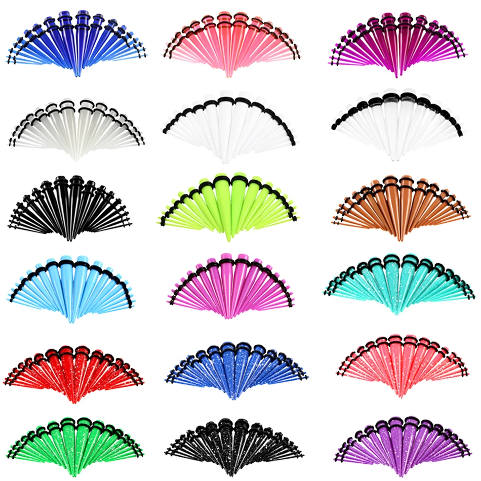 

18PCS Bulk Lot Ear Tapers Stretcher Spike Ear Expander Kit Plug Tunnel Set Colorful Mix Size Piercing Chic Body Jewelry