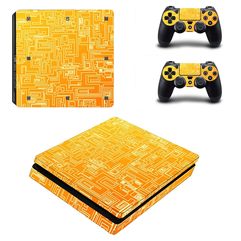 

HOMEREALLY PS4 Slim Skin Gold Circuit Design PVC Sticker Full Cover For Playstation 4 Slim Console and Controller Skin PS4 Slim