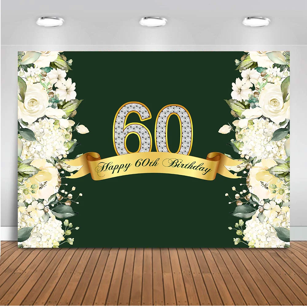 Neoback Happy 60th Birthday Backdrop For Photography Spring Flower
