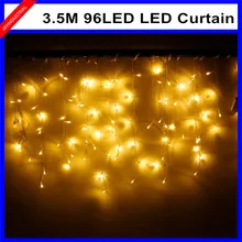 220 В 3.5 м 96leds Droop 0.3-0.5 м ЕС Plug Шторы сосулька огни строки Рождество светодиодные фонари сад Xmas Свадебные Ридо Lumineux