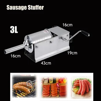 

1PC 3L Horizontal Type Manual Sausage Stuffer,stainless steel sausage stuffer,meat filler,sausage making machine