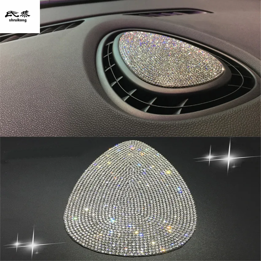 

1PC Artificial Crystal Material Instrument Panel Air Conditioner Outlet Decoration Cover for 2014-2017 Mini Cooper F55 F56