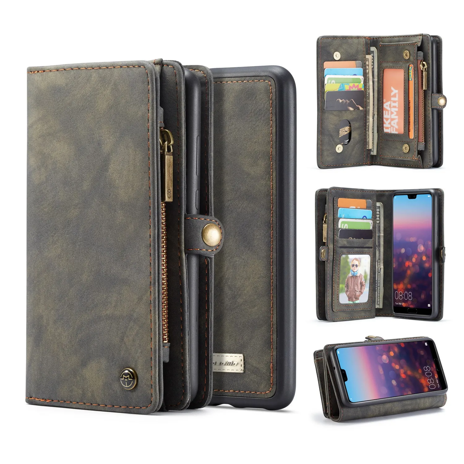 

Retro Leather phone Case Multi Card Holders Phone Cases for huawei mate20 pro p20 pro lite business original Anti-knock Cover