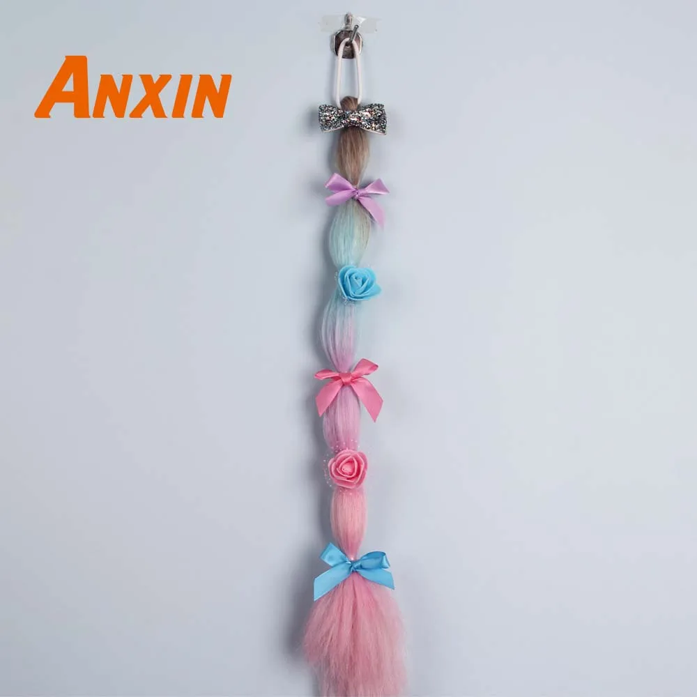 

Anxin Straight Colorful Flower Braid Hair Accessories Wigs Candy Color For Girls Cosplay Party Anime Synthetic Wig Ponytail