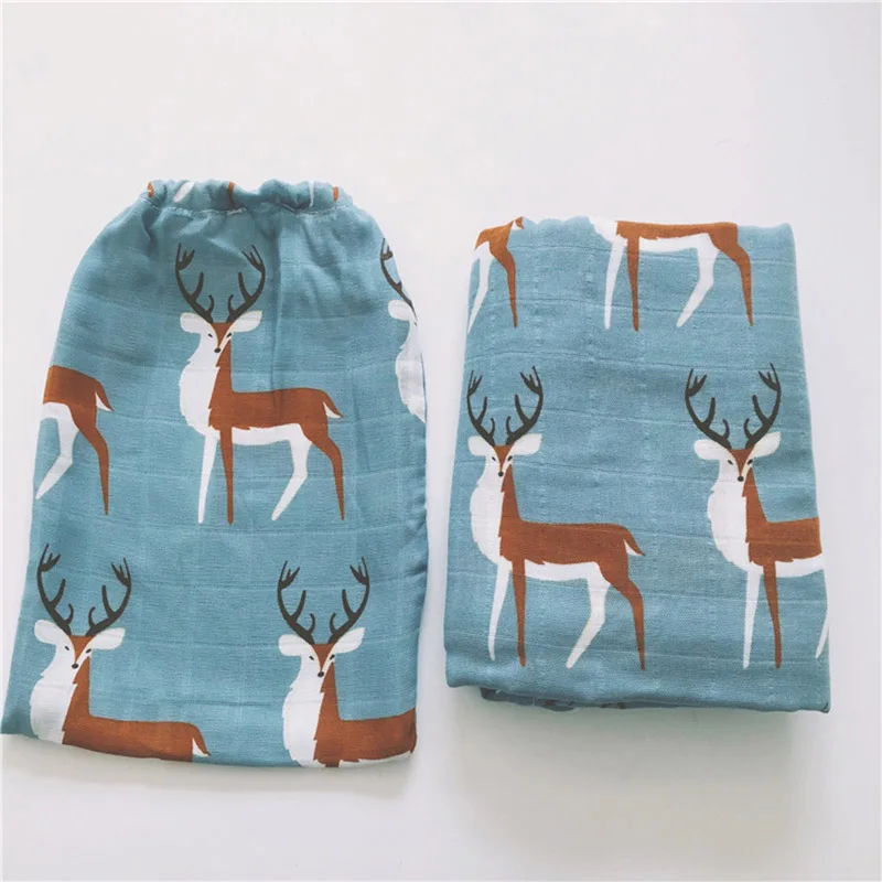 Новое мягкое органическое детское одеяло хлопок 120*120 см детское одеяло s новорожденных пеленать накидка банная кровать спальное одеяло муслин пеленать - Цвет: elk