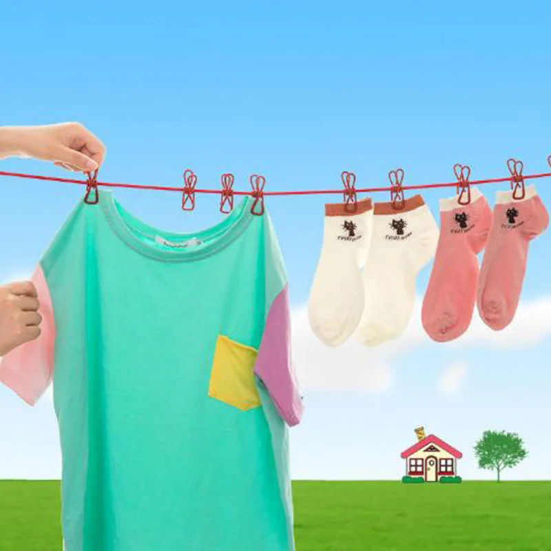 12 Clothes line Clothesline Portable Multifunctional Drying Rack Clips