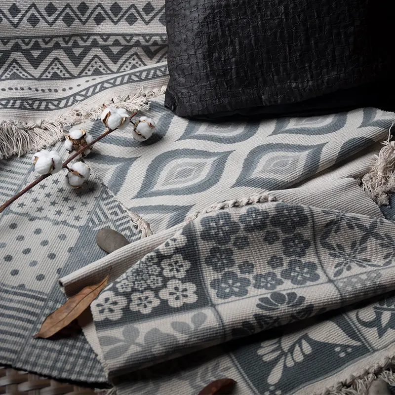 Винтажный персидский стиль тканый ковер прикроватный коврик для спальни напольный коврик японский стиль ткань машинная стирка коврик для гостиной