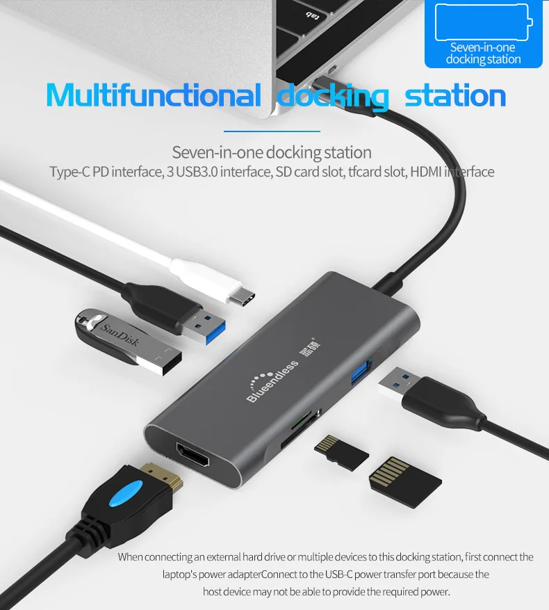 Blueendless USB-C сплиттер type C 3,1 3 порта USB C концентратор для нескольких USB 3,0 HDMI адаптер для MacBook Pro Аксессуары USB C концентратор