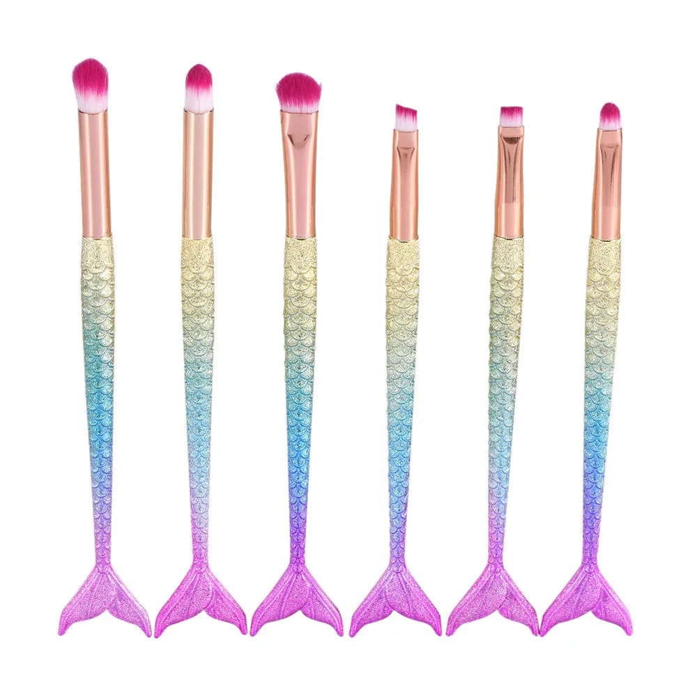 

6PCS Brand New Professional Makeup Brushes Set Mermaid Brush Set Foundation Eyeshadow Brushes Makeup Brushes Beauty L58