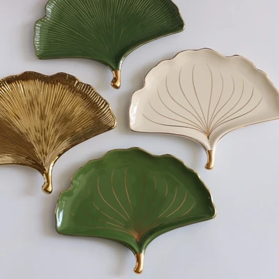 

4 kinds of color ginkgo biloba ceramic plates/dessert plate/receiving tray